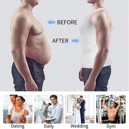 Men’s Compression Shirt Body Shaper – Slimming Vest Tight Tummy Control Tank Top Underwear for Shaping & Fitness Support