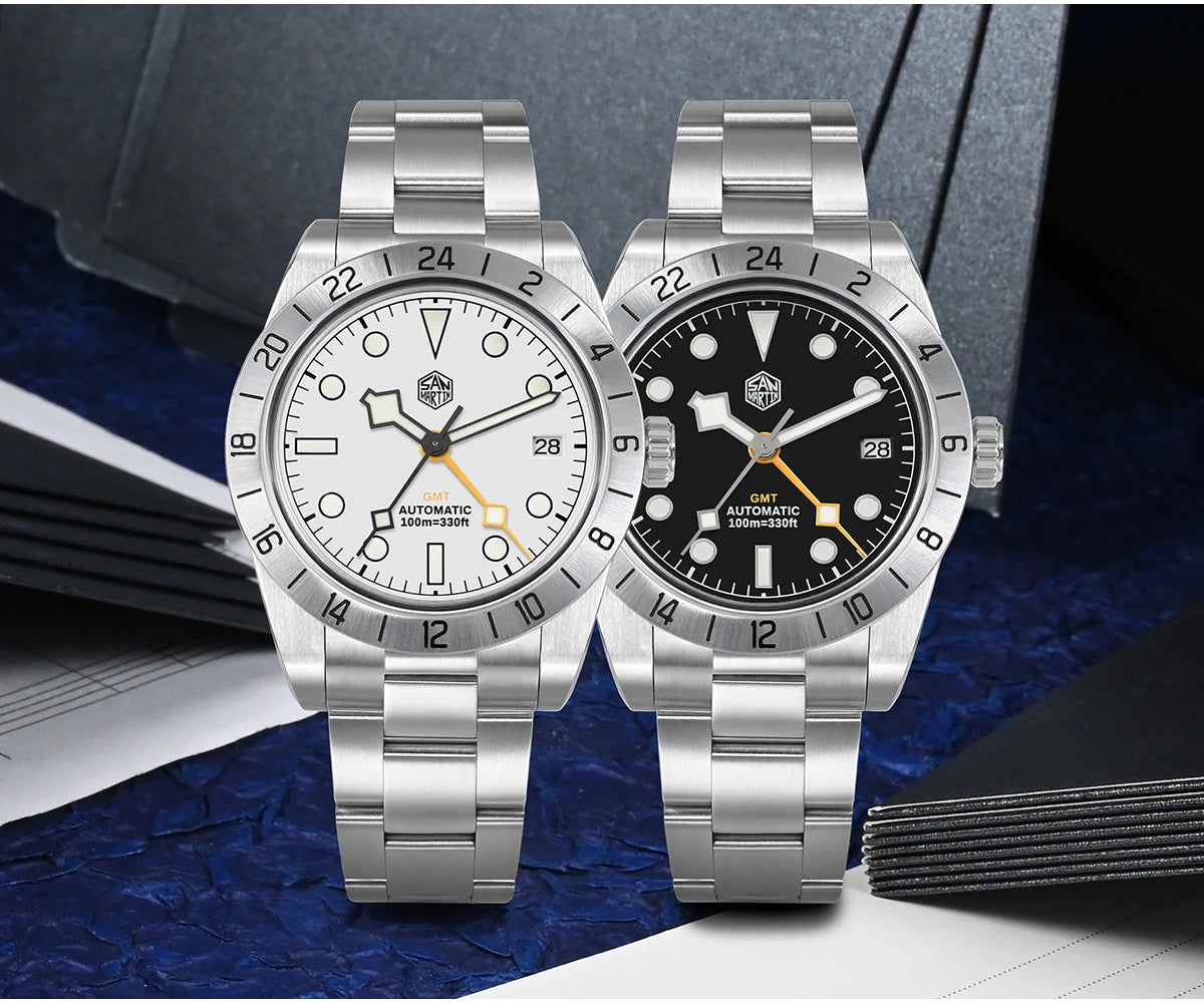 San Martin 39mm NH34 BB GMT Automatic Mechanical Sport Watch — Sapphire Luminous Waterproof 100m for Men Relogio SN0054