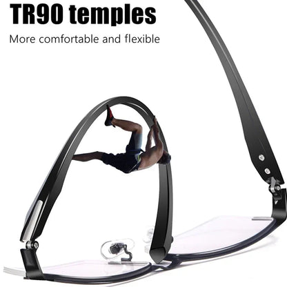 Progressive Multifocal Photochromic Reading Glasses – Anti-Blue Light Half Frame for Men with Presbyopia & Far Sight Protection