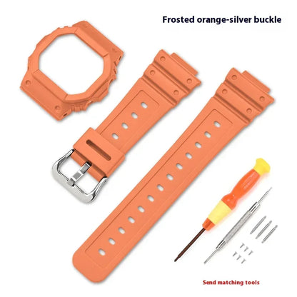 Rubber Resin Watch Case and Strap for Casio G-Shock - Replacement Band for DW-5600, GW-M5610, GW-B5600 and G-5600 Models