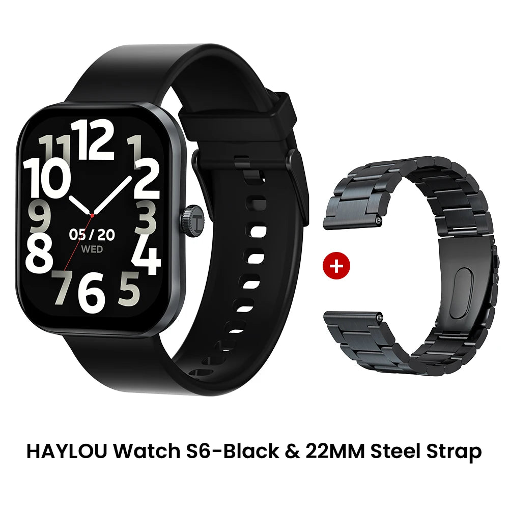HAYLOU Watch S6 Smartwatch — 2.01" HD Display, Bluetooth Voice Calls, IP68 Waterproof Fitness Tracker
