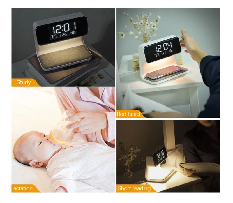 ABS Bedside Lamp Clock - USB Plug-In Bedroom & Office Decorative Light for Home and Holiday Atmosphere