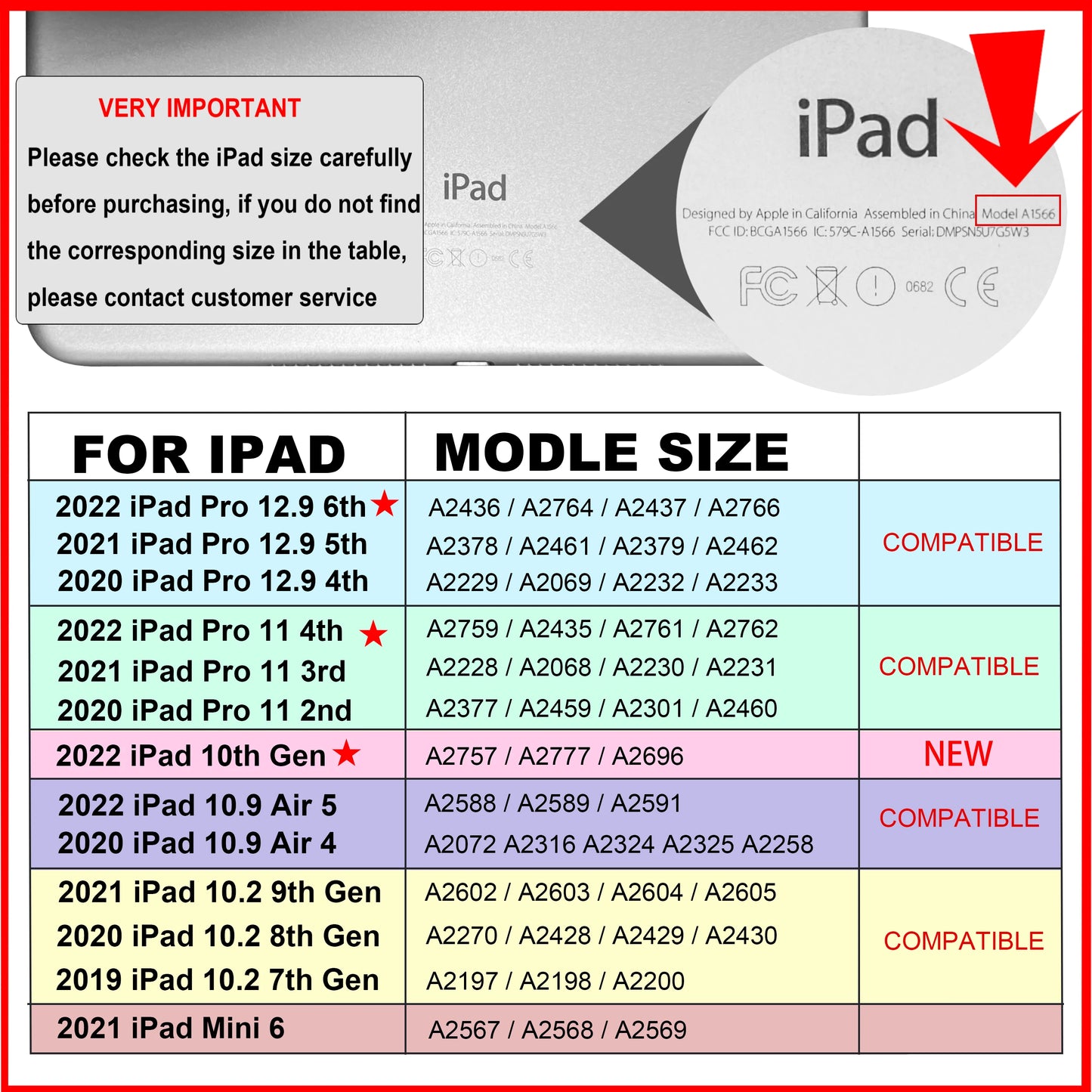iPad Case: Compatible with iPad 7th Generation, iPad Pro 11 2021, iPad 9th/8th/7th, iPad Air 5/4, iPad Pro 12.9 6th/5th/4th, iPad Mini 6 - Cover with Pencil Case