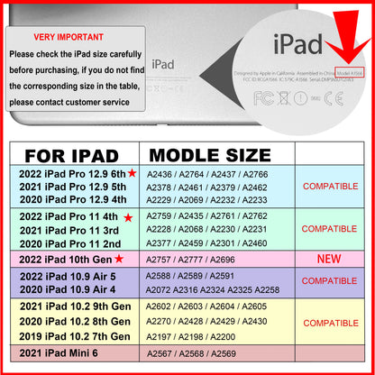 iPad Case: Compatible with iPad 7th Generation, iPad Pro 11 2021, iPad 9th/8th/7th, iPad Air 5/4, iPad Pro 12.9 6th/5th/4th, iPad Mini 6 - Cover with Pencil Case