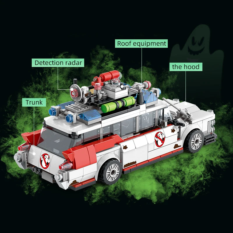 Creative Ghostbusters ECTO-1 Vehicle – Technical Building Blocks Racing Car Model, Assembly Toy for Kids & Adults