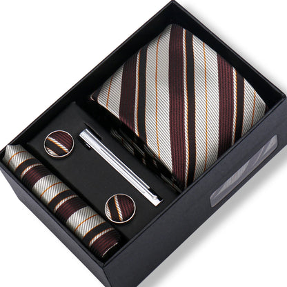 Men’s Green Tie Gift Box Set - Premium Business Necktie with Hanky, Cufflinks & Tie Clip for Wedding Formal Wear