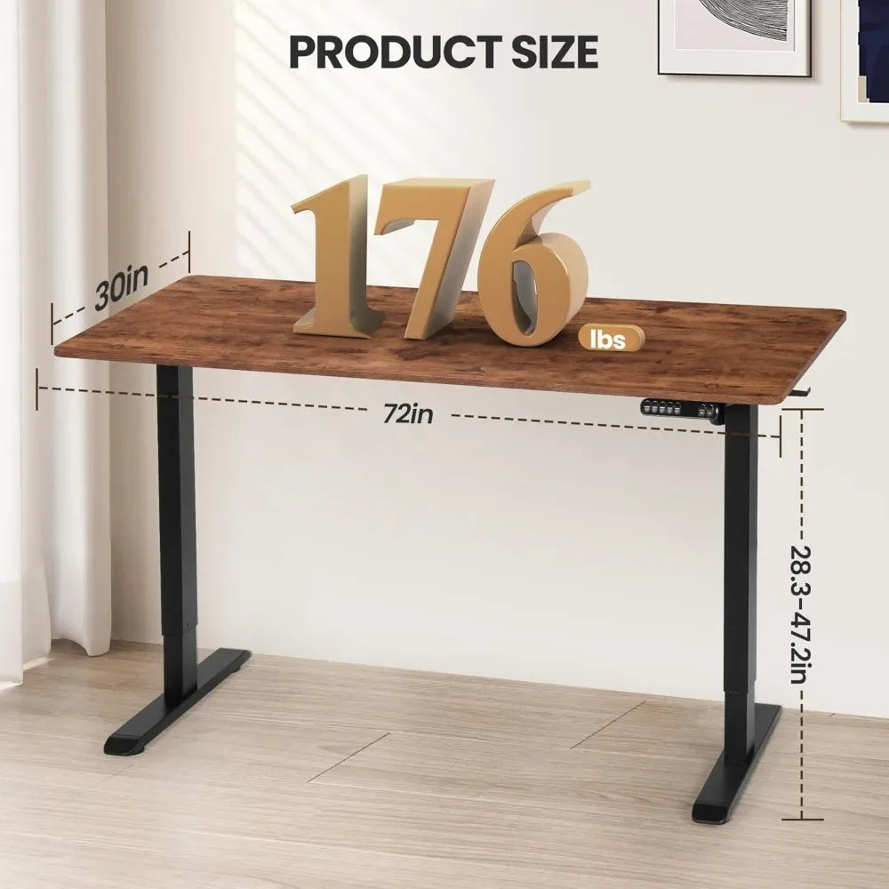 72 x 30 Inches Electric Standing Desk – Adjustable Height Stand-Up Workstation for Home or Office