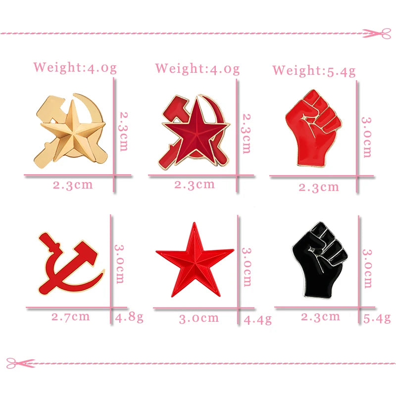 Raised Fist of Solidarity Enamel Pin – USSR Revolution Star Sickle & Hammer Brooch Badge for Bags, Jackets & Collectible Jewelry Gift