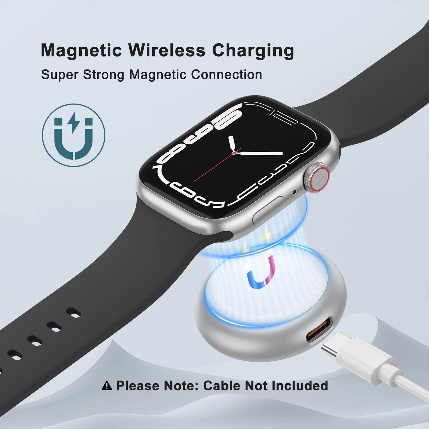 Portable Magnetic Apple Watch Charger with Lanyard – Dock Holder for Ultra 1/2, Series 10–1 & SE Smartwatch Charging Cableless Power Bank Style