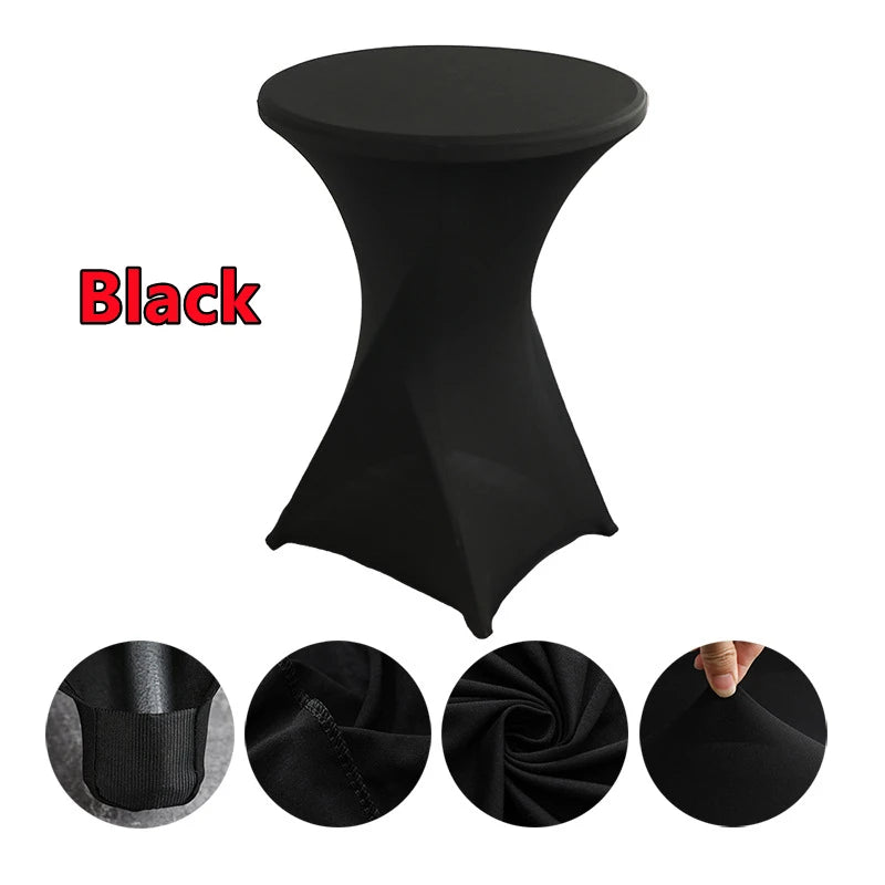Spandex Round Tablecloth - Stretch Elastic Cocktail Table Cover for Wedding, Party, Hotel & Event Decor