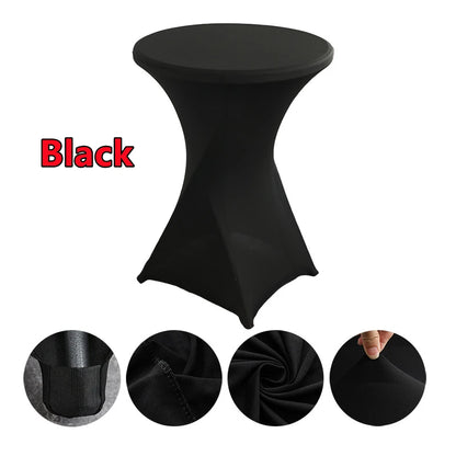 Spandex Round Tablecloth - Stretch Elastic Cocktail Table Cover for Wedding, Party, Hotel & Event Decor