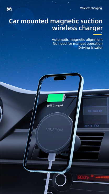 30W Magnetic Wireless Car Charger Stand – Fast Air Vent Mount for iPhone 15/14/13/12 Pro Max/Mini