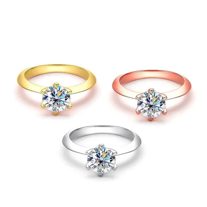 EWYA GRA Certified D Color Moissanite Solitaire Engagement Ring 0.5–10CT — 925 Sterling Silver Bridal Wedding Band for Women