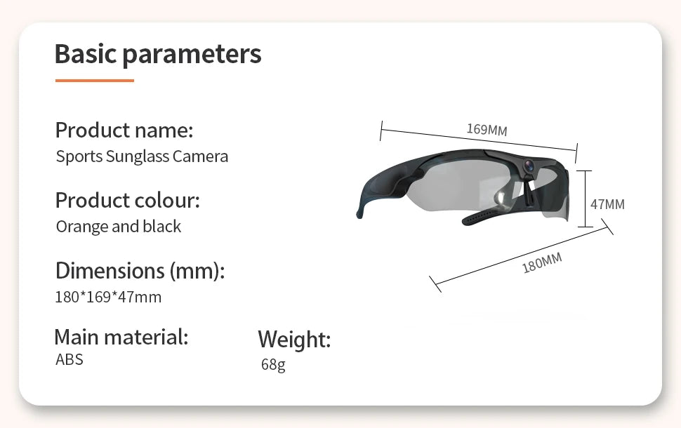HD 1080P Mini Glasses Camera – Outdoor Bicycle, Motorcycle Security, Polarized Lens Sunglasses with Video Camera Sports Cam
