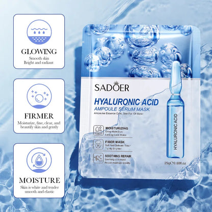 10pcs SAODER Hyaluronic Acid Face Masks – Hydrating, Moisturizing & Firming Skincare