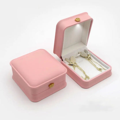 LED Jewelry Ring & Necklace Box — Luxury Velvet Display Case with Light for Engagement, Proposal & Wedding Gifts