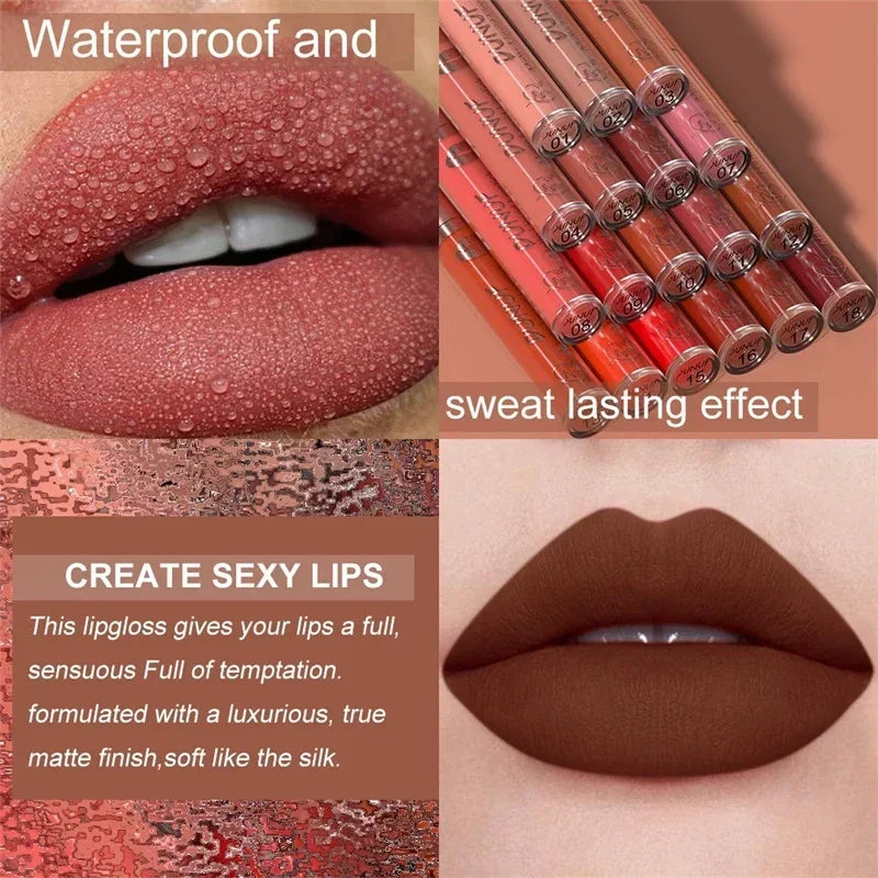 Matte Velvet Dark Red Brown Lip Gloss – Long-Lasting Waterproof Liquid Lipstick with Natural Moisturizer & Transparent Lip Oil