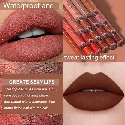Matte Velvet Dark Red Brown Lip Gloss – Long-Lasting Waterproof Liquid Lipstick with Natural Moisturizer & Transparent Lip Oil
