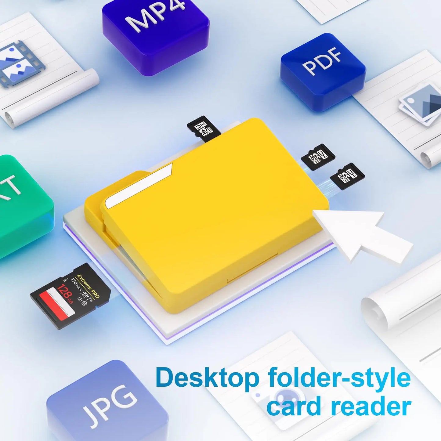 BUDI SD Memory Card Reader – 4 Cards Simultaneous Read/Write with 15-Slot Storage Case, Type-C Compatible Multi Card Organizer