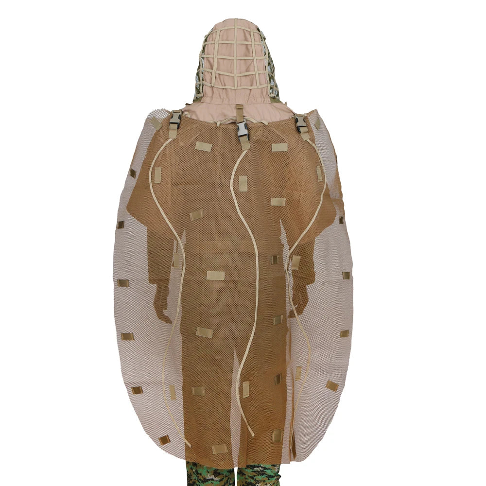 Ghillie Suit Set | Camouflage Hunting Poncho, Base, Cape & Sniper Viper Hood for Airsoft & Paintball