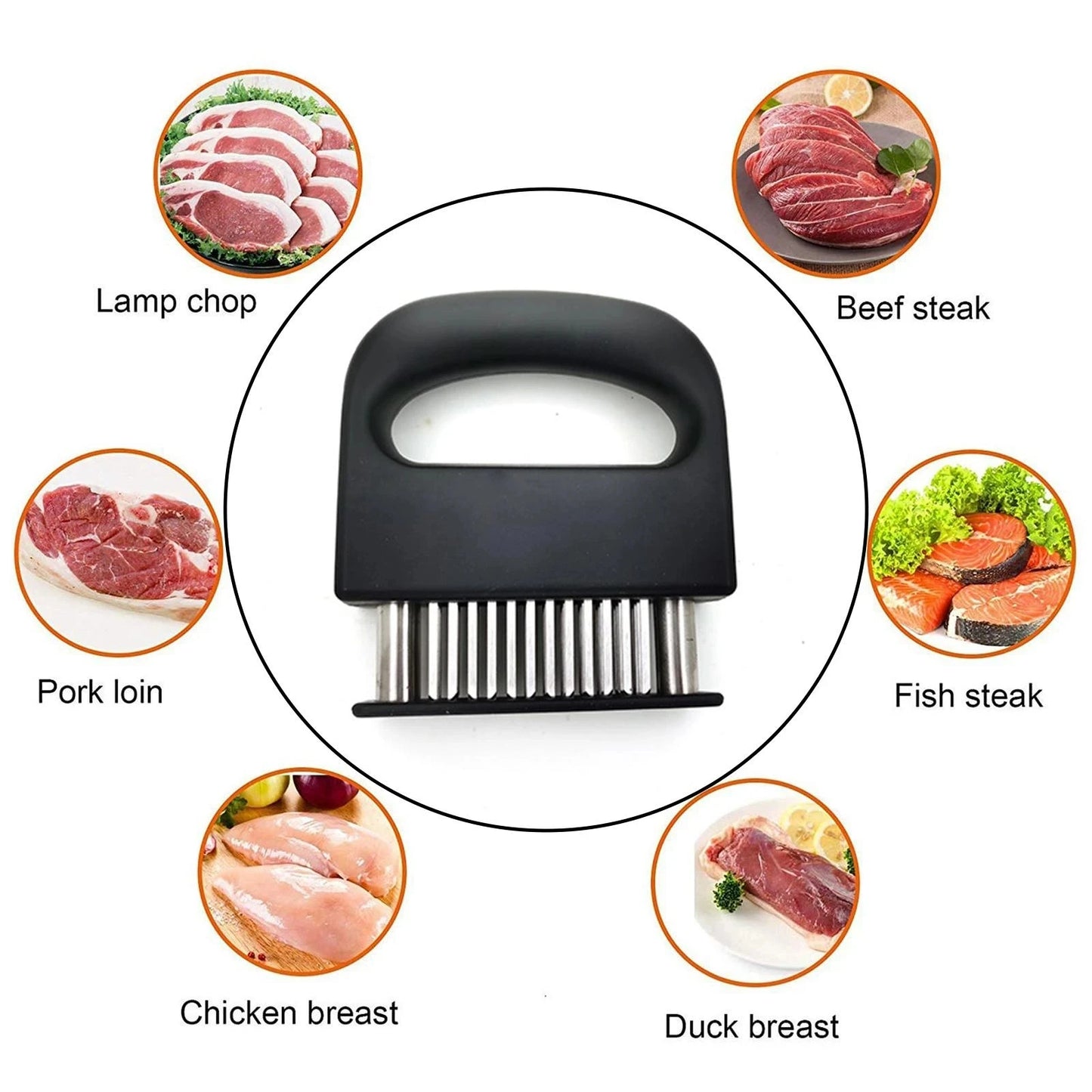 Retractable Stainless Steel Meat Tenderizer - 48 Blades for Softening, Pounder & Cooking Steak - Kitchen Meat Beater Tool
