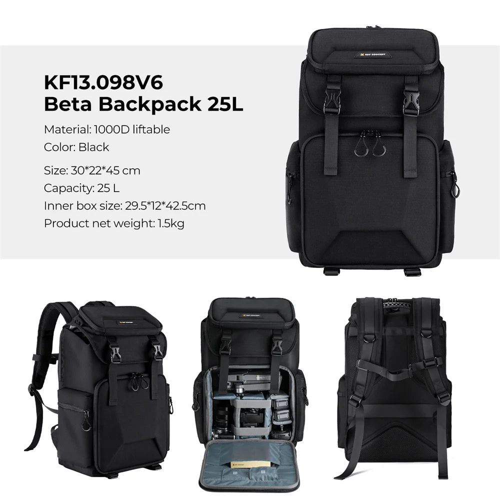 K&F CONCEPT 25L Camera Backpack – DSLR/SLR & Mirrorless Camera Bag with 15.6” Laptop Compartment for Canon, Nikon & Sony Cameras