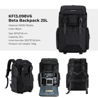 K&F CONCEPT 25L Camera Backpack – DSLR/SLR & Mirrorless Camera Bag with 15.6” Laptop Compartment for Canon, Nikon & Sony Cameras
