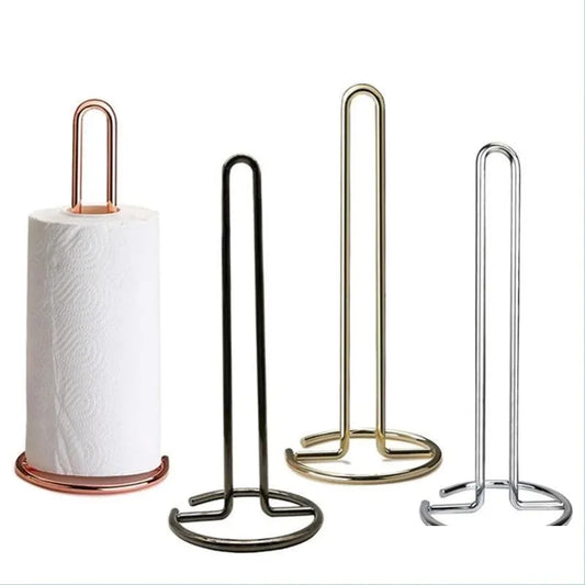 Metal Paper Towel Holder Stand – Modern Minimalist Countertop Dispenser, Elegant Gold & Rose Gold Finish for Kitchen & Dining Table
