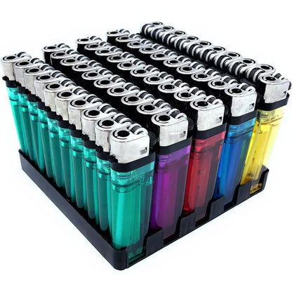 50-Pack Transparent Torch Lighters with Grinding Wheel – Disposable Flame Lighters for Everyday Use