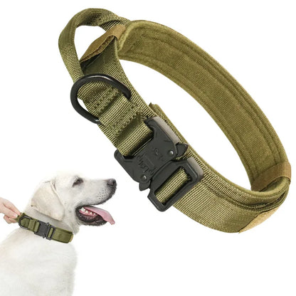 Nylon Tactical Dog Collar with Handle – Adjustable Durable Collar for Medium & Large Dogs Pet Accessories
