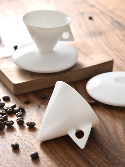 Hand-Brewed Bone China Coffee Cups & Saucers Set: Espresso Share Ins Style with Spoon - Exquisite High-Value Small Cup