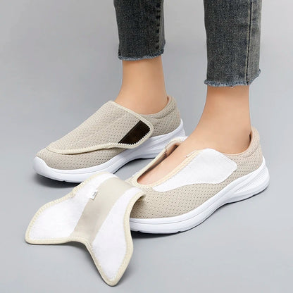 Orthopedic Wide Fit Women’s Sneakers – Soft Comfortable Diabetic Walking Shoes for Swollen Feet & Thumb Correction Support