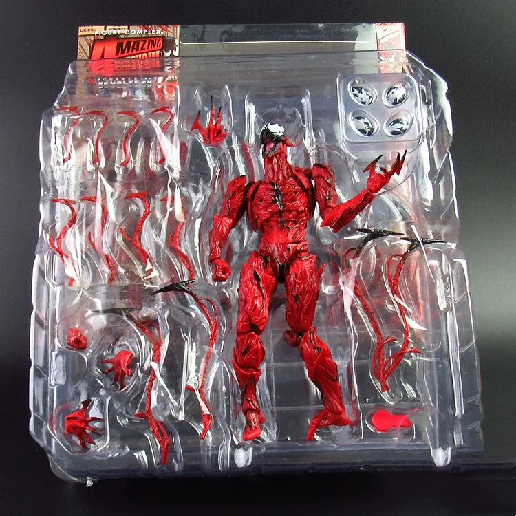 AMAZING YAMAGUCHI Carnage & Venom Action Figure – Marvel Legends Spider-Man Statue with Joint Mobility & Changeable Face, Kids Toy Gift