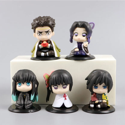 5-Style Q Version Demon Slayer Sitting Ghost Dolls – Tanjiro, Nidouzi, Inosuke & Zenitsu Action Figures
