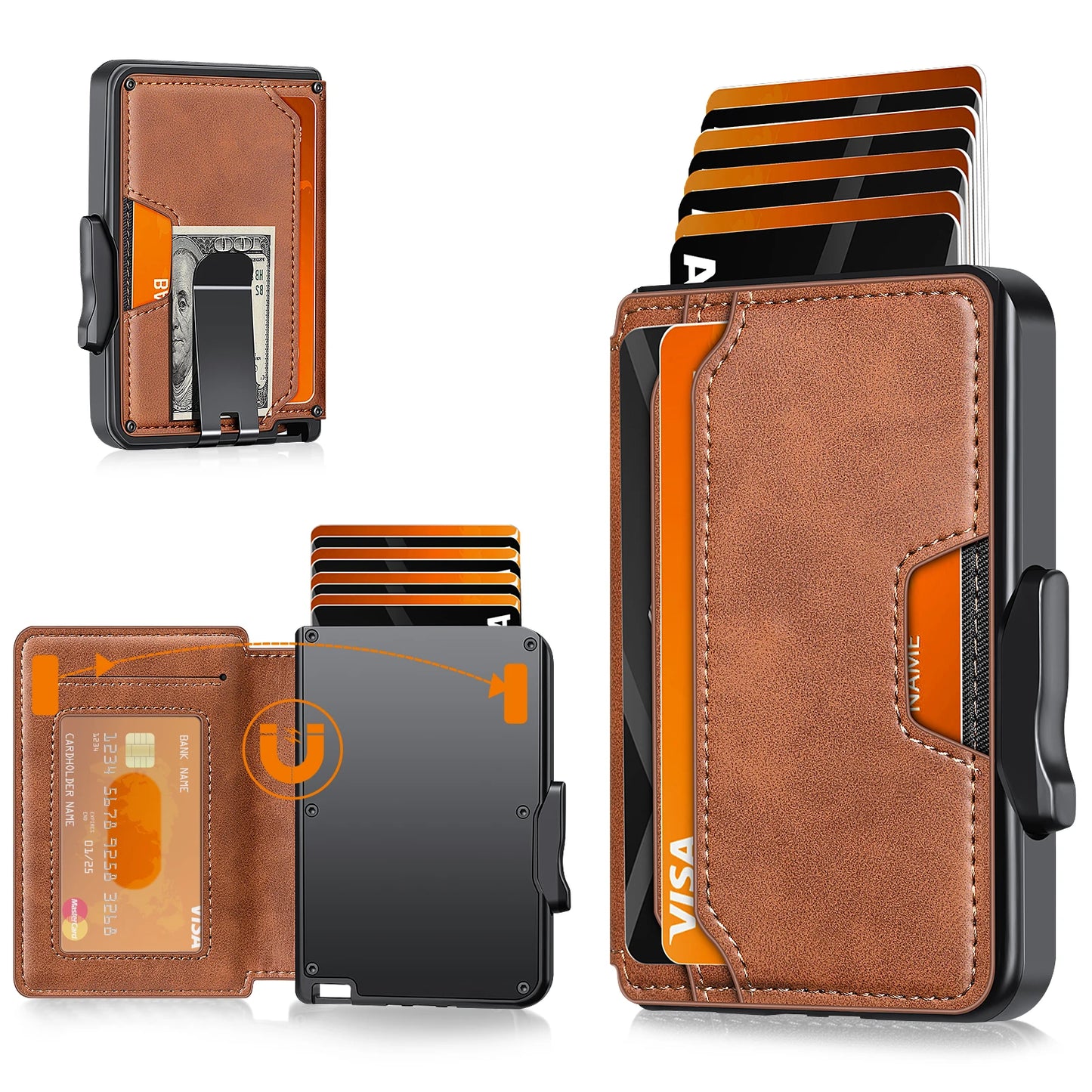 RFID Blocking Men's Slim Pop-up Wallet – Minimalist Bifold Credit Card Holder