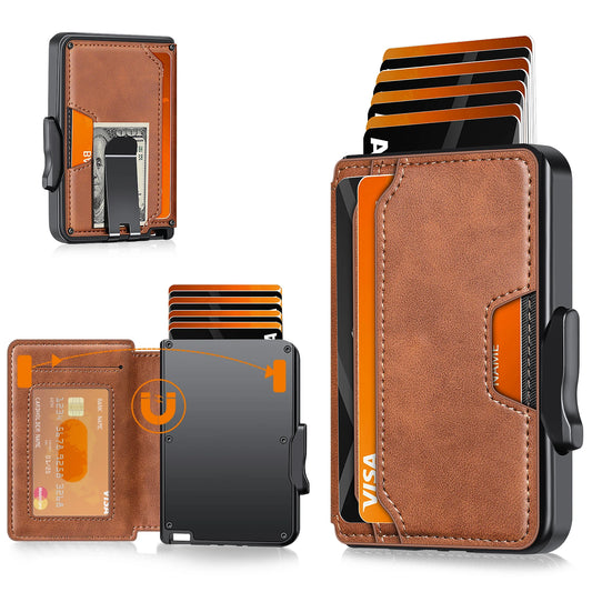 RFID Blocking Men's Slim Pop-up Wallet – Minimalist Bifold Credit Card Holder