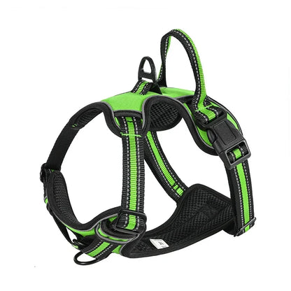 Adjustable No-Pull Reflective Dog Harness – Soft, Breathable Nylon Vest with Leash for Small & Large Dogs