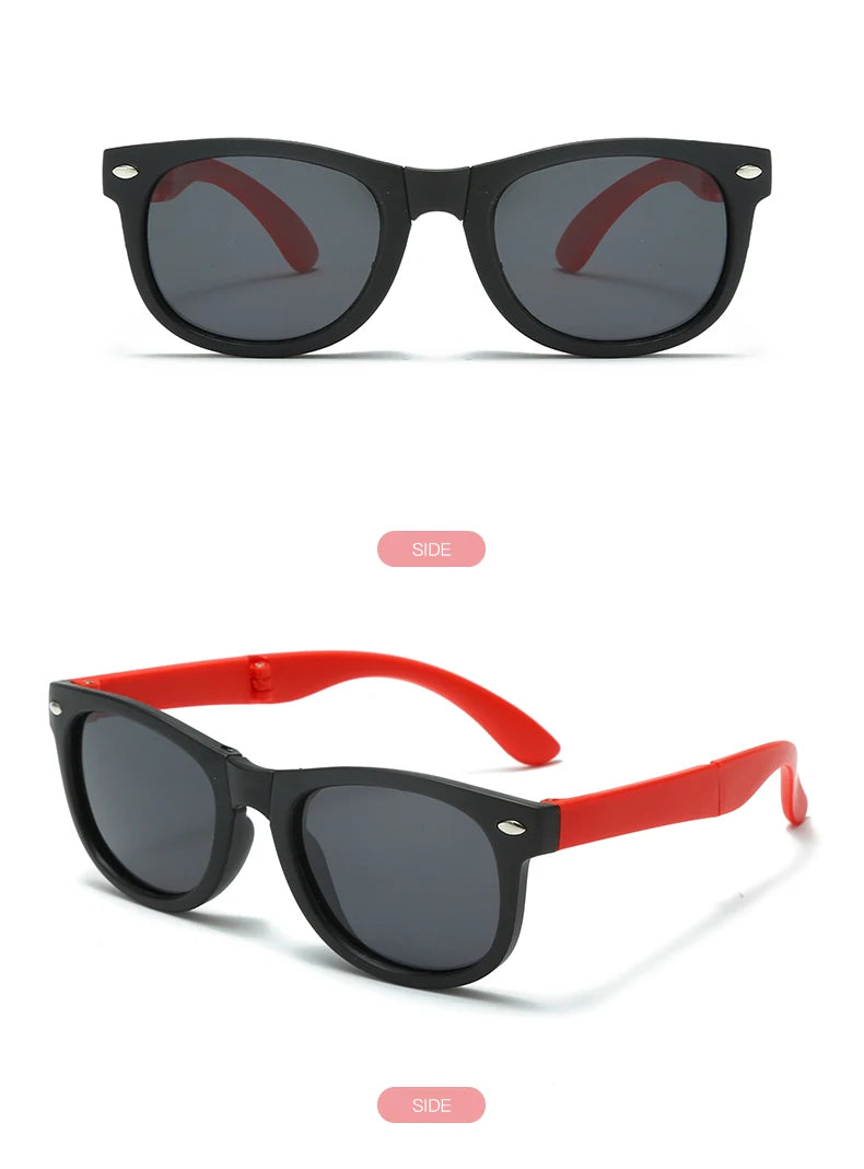 WarBlade Foldable Kids Sunglasses – Polarized UV400 Flexible Square Shades for Boys & Girls