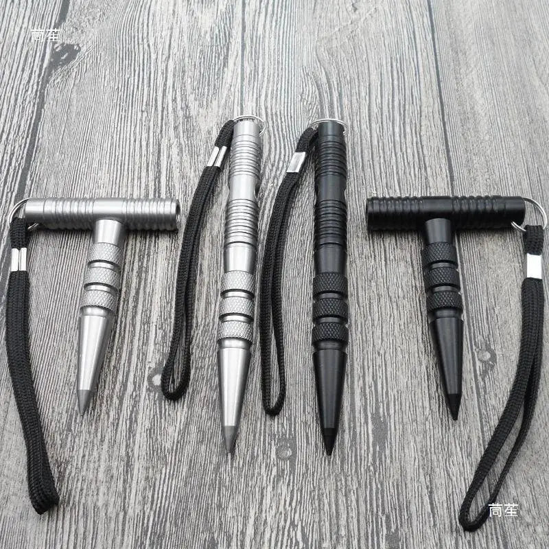 Portable Combination Key Stick – Aviation Aluminum Cool Outdoor Pen-Shaped Broken Window Tool with Pointed Cuban Rattan