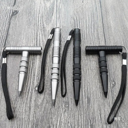 Portable Combination Key Stick – Aviation Aluminum Cool Outdoor Pen-Shaped Broken Window Tool with Pointed Cuban Rattan