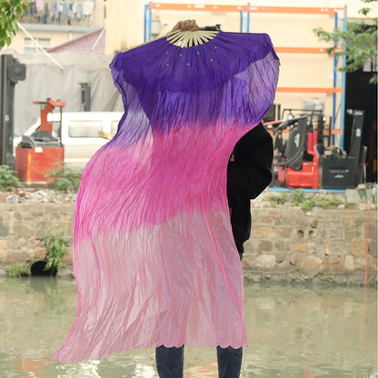 1pcs 150cm Length Dancing Fan - Hot Selling Ms. Belly Gradient Color Dancer Practice Long Imitation Dance Props Silk Fans