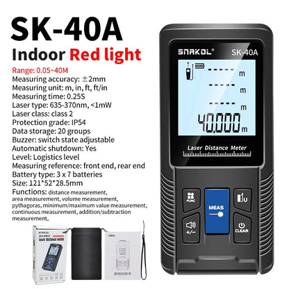 Snakol 120M Green Laser Tape Measure — High Accuracy Digital Distance Meter & Electronic Ruler