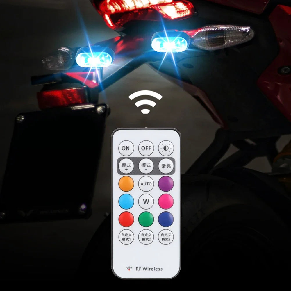 RGB LED Strobe Lights for Car & Motorcycle – 8-Color Wireless Flash Position Warning Lights for Aircraft & Helicopter