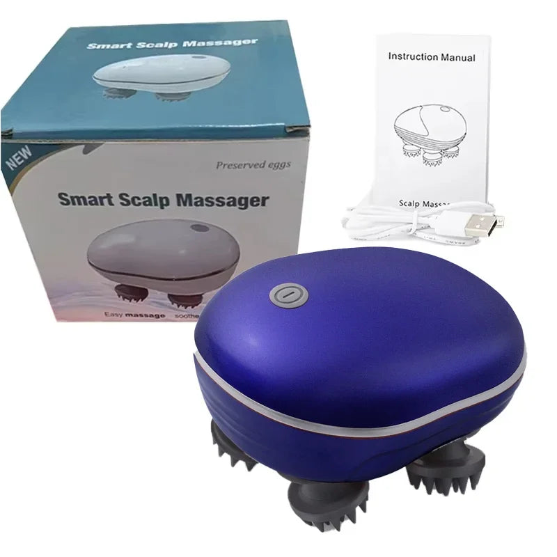 Electric Scalp Massager with Red Light Therapy – Antistress Body Massage Tool for Muscle Tension & Tiredness Relief