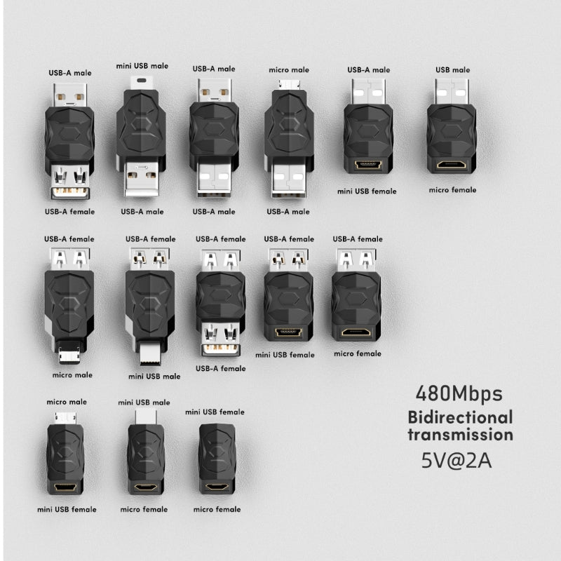 DXAB USB 2.0 Adapter – Micro & Mini Male to Female Converter Connector Changer