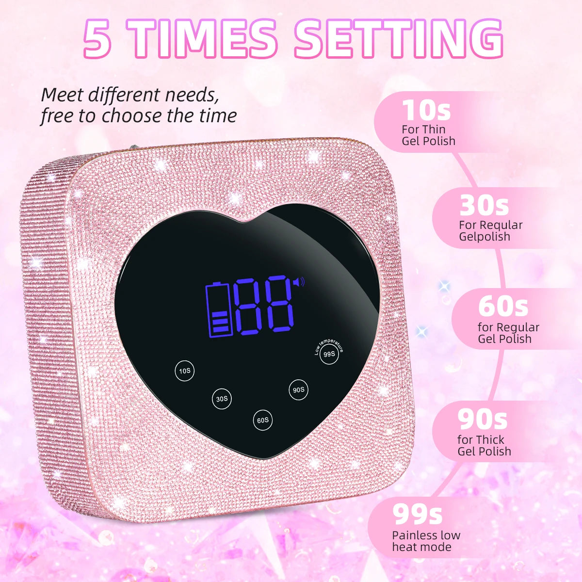 Rechargeable UV LED Nail Lamp – 30 LEDs Cordless Professional Gel Curing Light with Touch Screen, Salon Tools