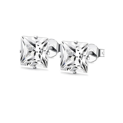 Unisex Stainless Steel Cubic Zirconia Stud Earrings Set (1–8 Pairs) – 6mm Minimalist Ear Piercing Jewelry for Men & Women