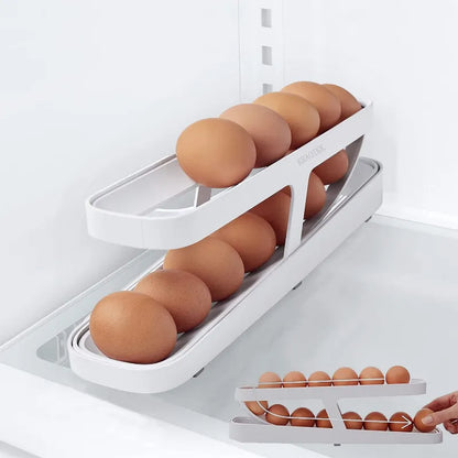 New Refrigerator Egg Rolling Storage Rack - Rolldown Egg Dispenser Holder, Refrigerator Storage Box