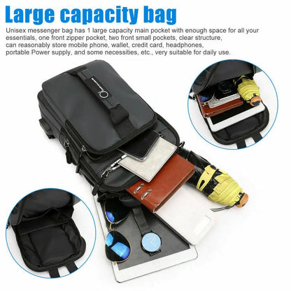 Men's Anti-Theft Sling Chest Bag – Crossbody Messenger Backpack with USB Charging Port