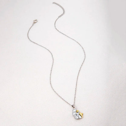 Two-Tone Girl Hugging Dog Necklace - Cute Fashion Pendant for Women and Pet Lovers - Jewelry Accessories